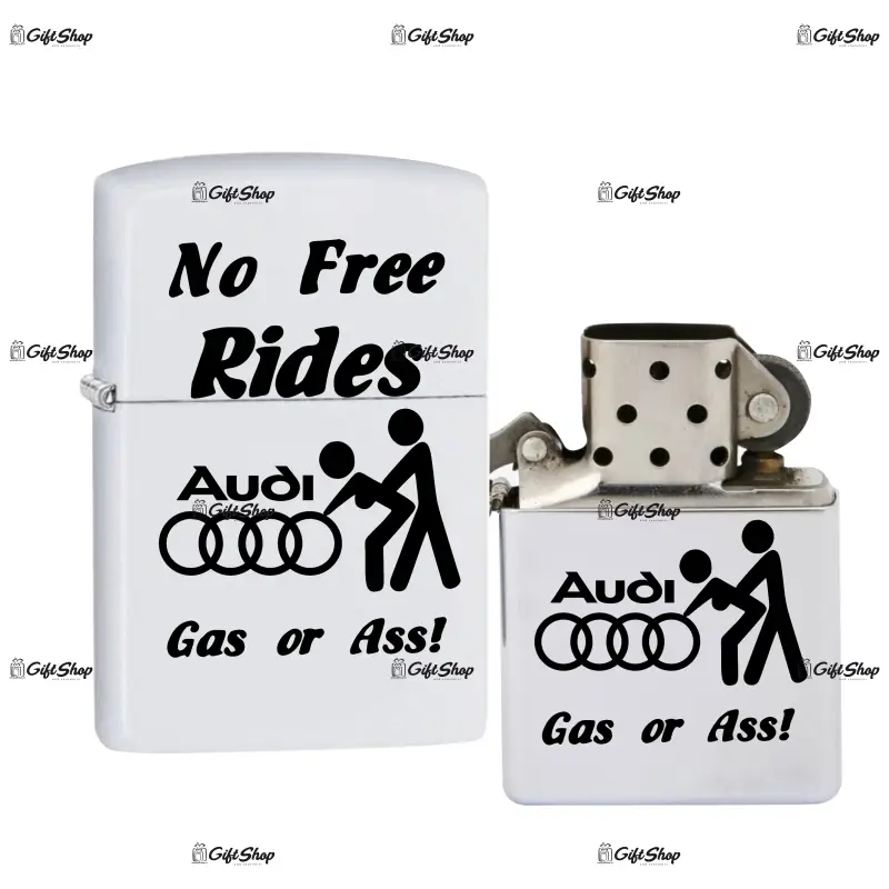 No free rides audi, bricheta metalica gravata laser cu mesaj